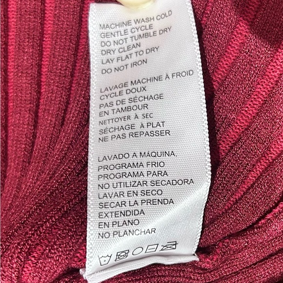 GOOD AMERICAN Sz L/XL 3/4 Dress Angled Rib Mock Halter Midi Burgundy New - Picture 10 of 10